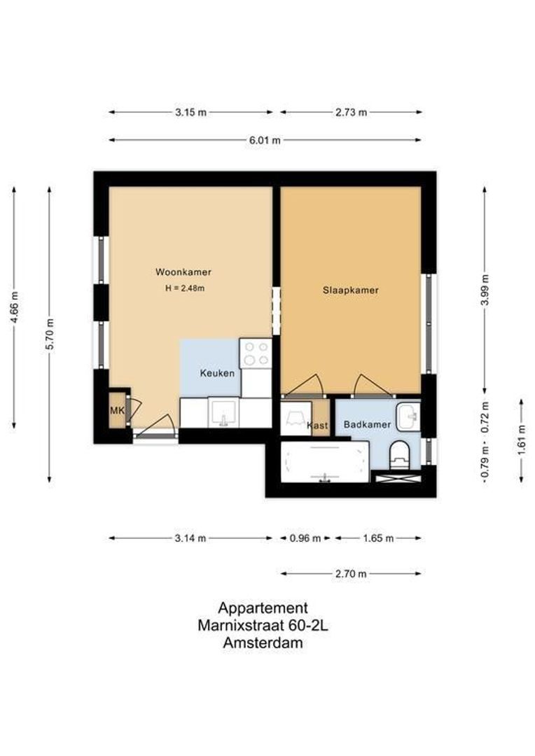 Marnixstraat 60 2L, Amsterdam plattegrond-0