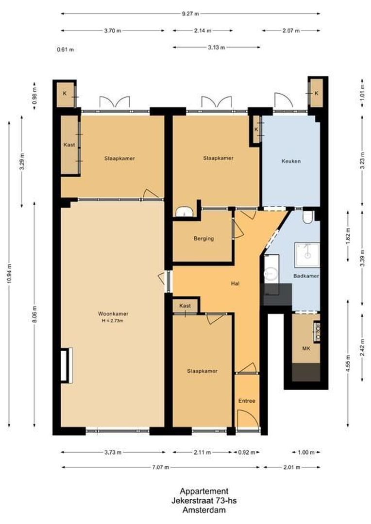 Jekerstraat 73 H, Amsterdam plattegrond-0
