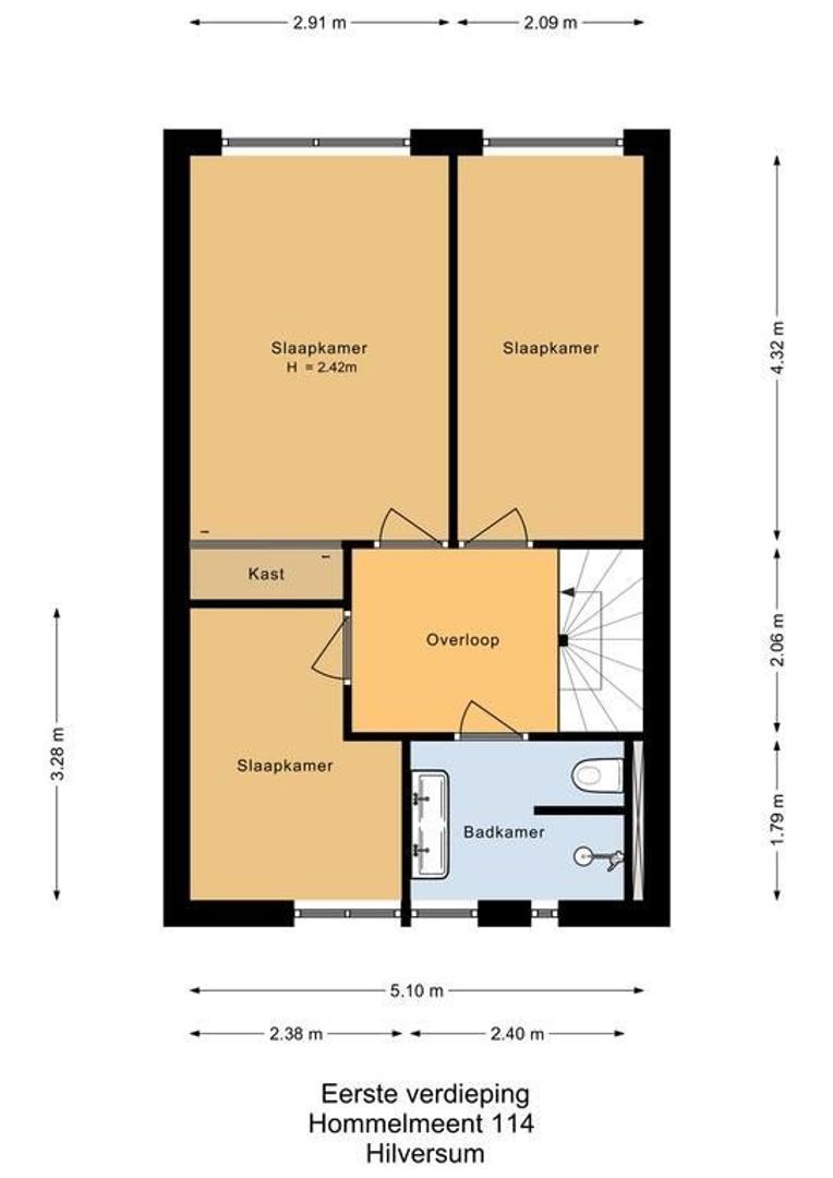 Hommelmeent 114, Hilversum plattegrond-1