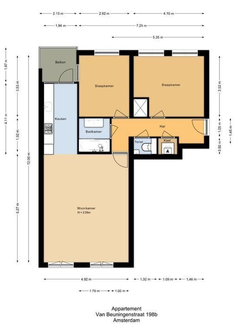 Van Beuningenstraat 198 B, Amsterdam plattegrond-0