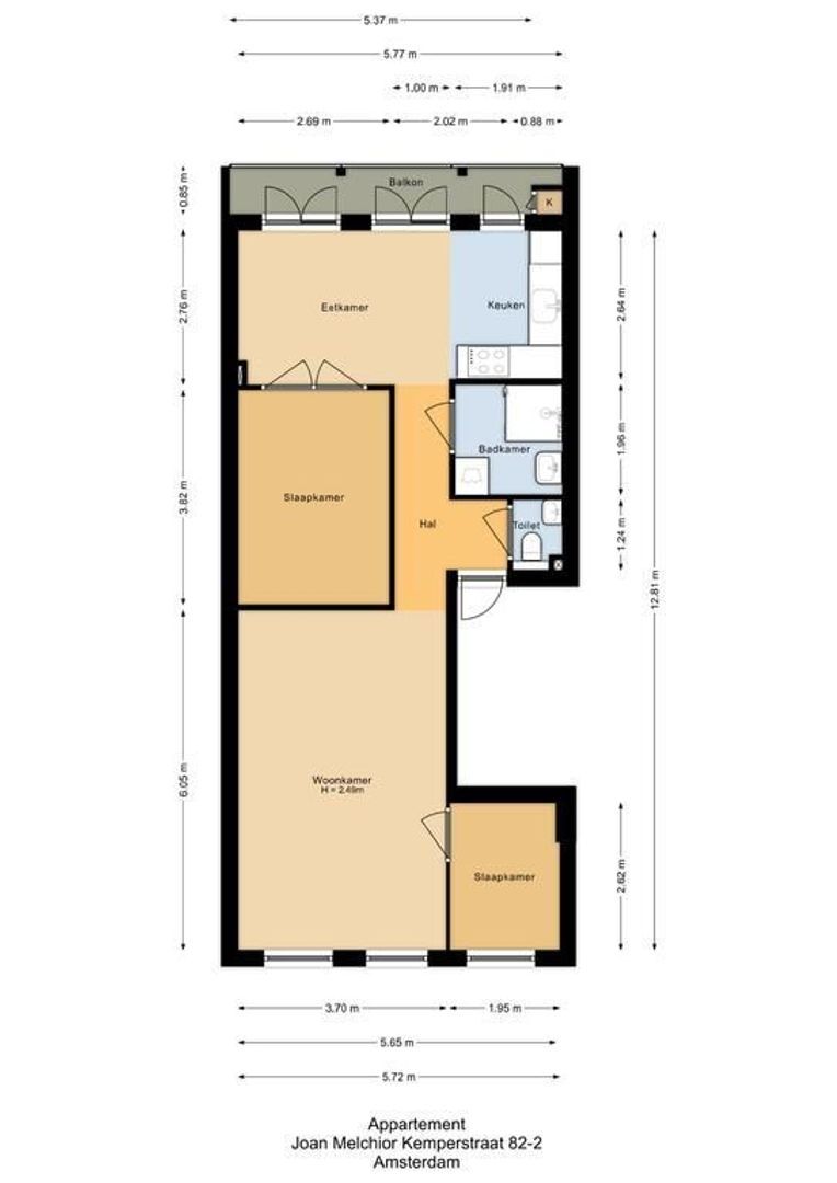 Joan Melchior Kemperstraat 82 2, Amsterdam plattegrond-1
