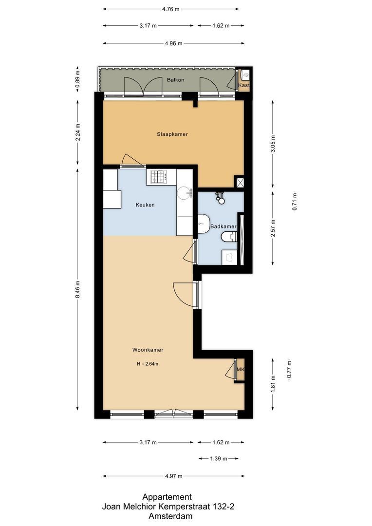 Joan Melchior Kemperstraat 132 2, Amsterdam plattegrond-0