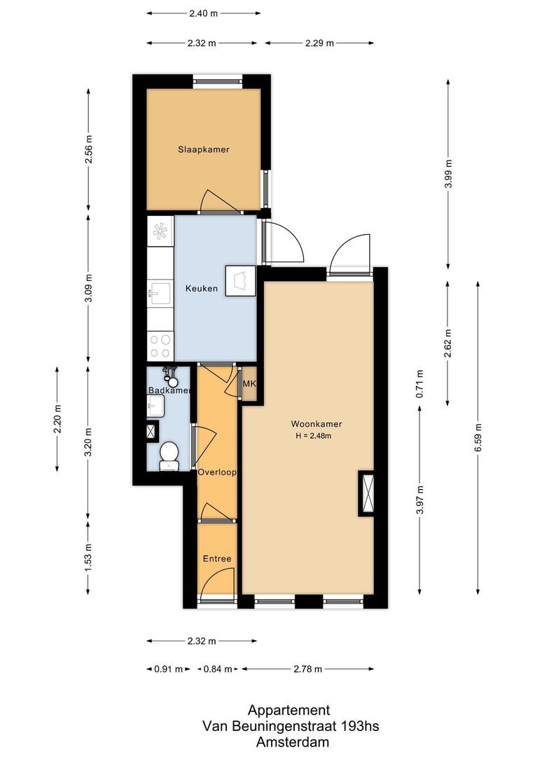 Van Beuningenstraat 193 H, Amsterdam plattegrond-0
