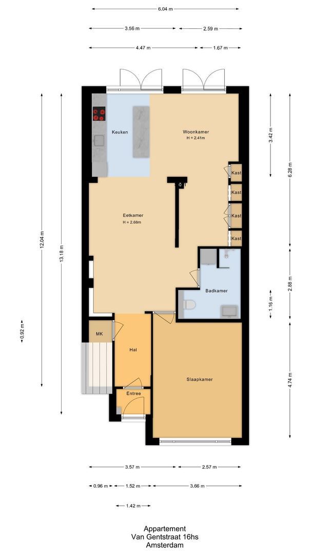 Van Gentstraat 16 H, Amsterdam plattegrond-0
