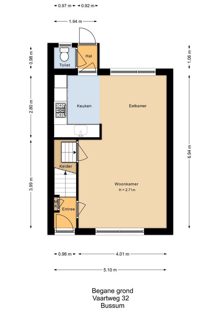 Vaartweg 32, Bussum plattegrond-0