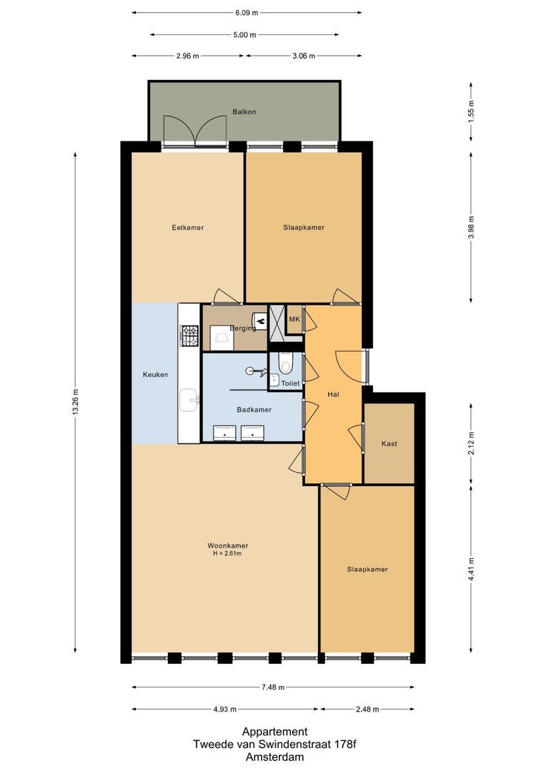 Tweede van Swindenstraat 178 F, Amsterdam plattegrond-0
