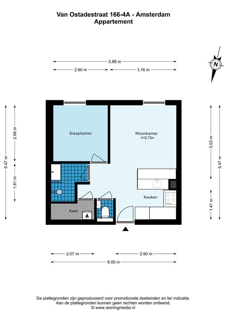Van Ostadestraat 166 4A, Amsterdam plattegrond-0