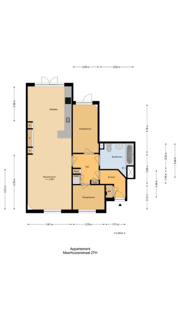 Meerhuizenstraat 27 H, Amsterdam plattegrond-0