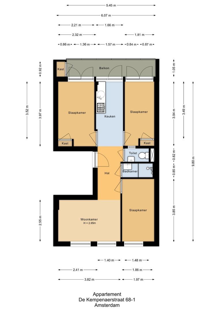 De Kempenaerstraat 68 1, Amsterdam plattegrond-1