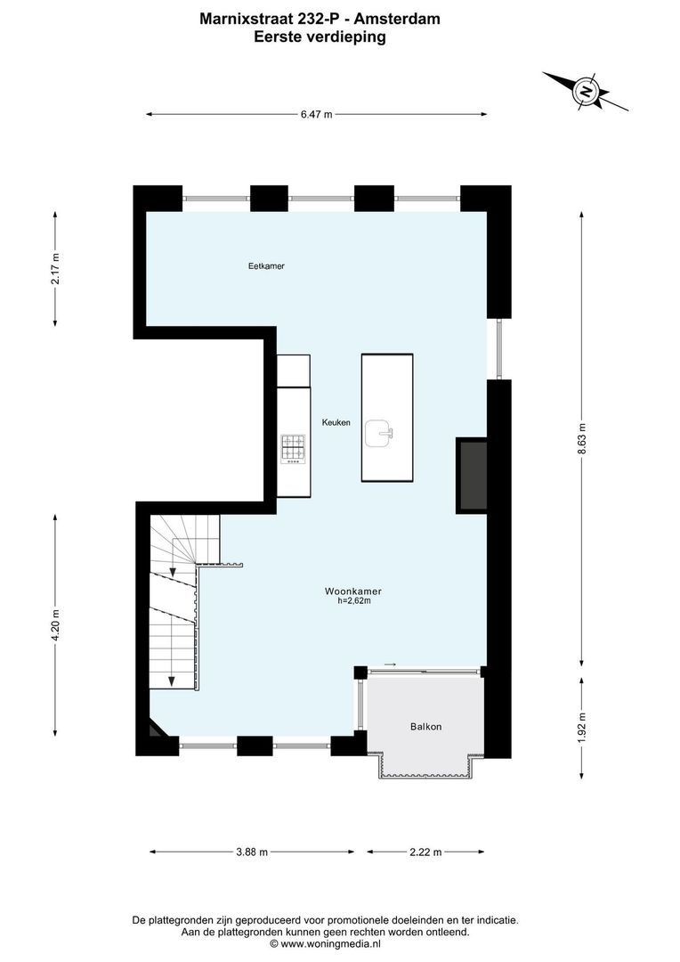 Marnixstraat 232 P, Amsterdam plattegrond-0