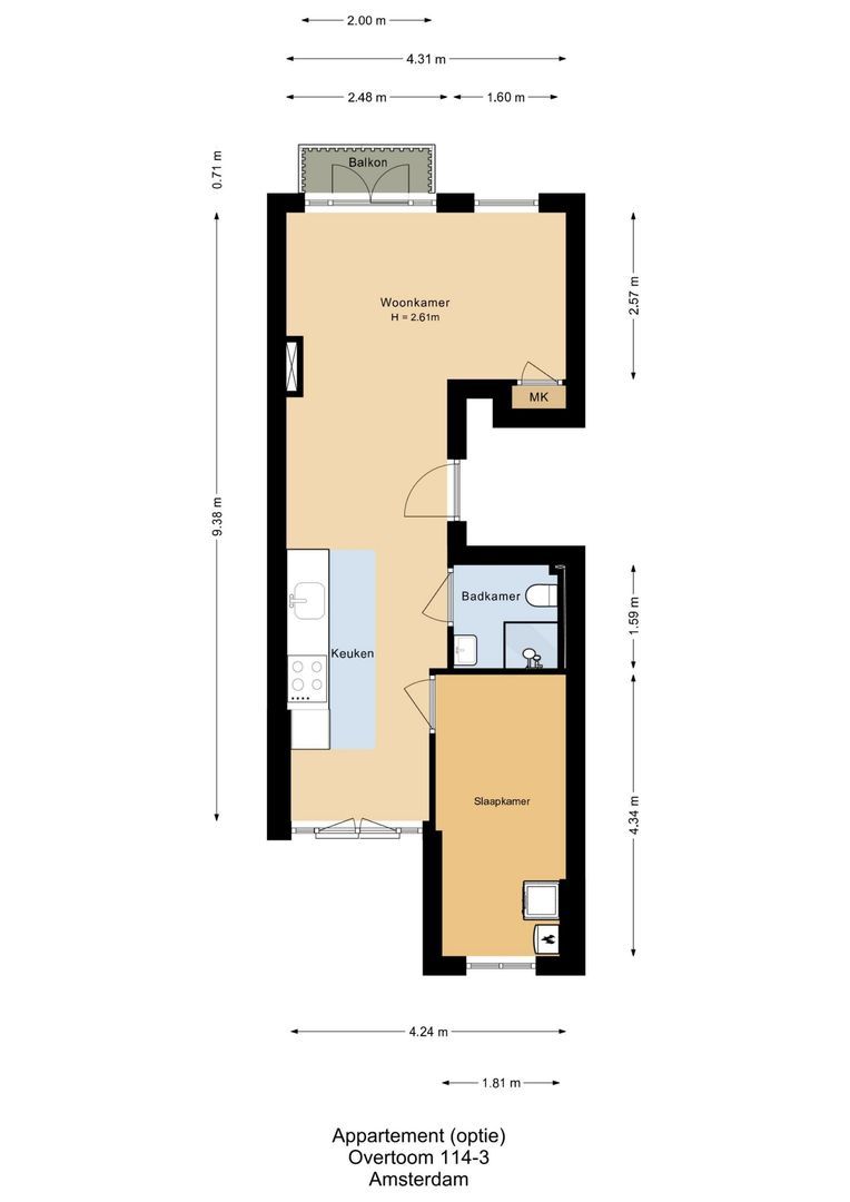 Overtoom 114 3, Amsterdam plattegrond-2