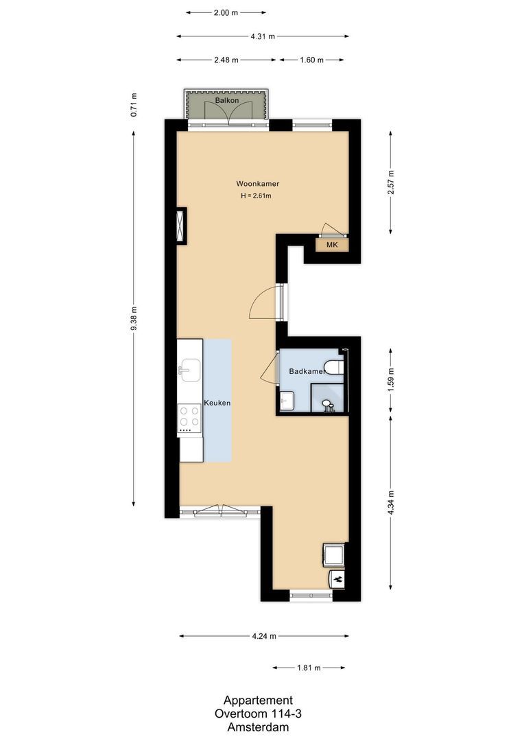 Overtoom 114 3, Amsterdam plattegrond-0
