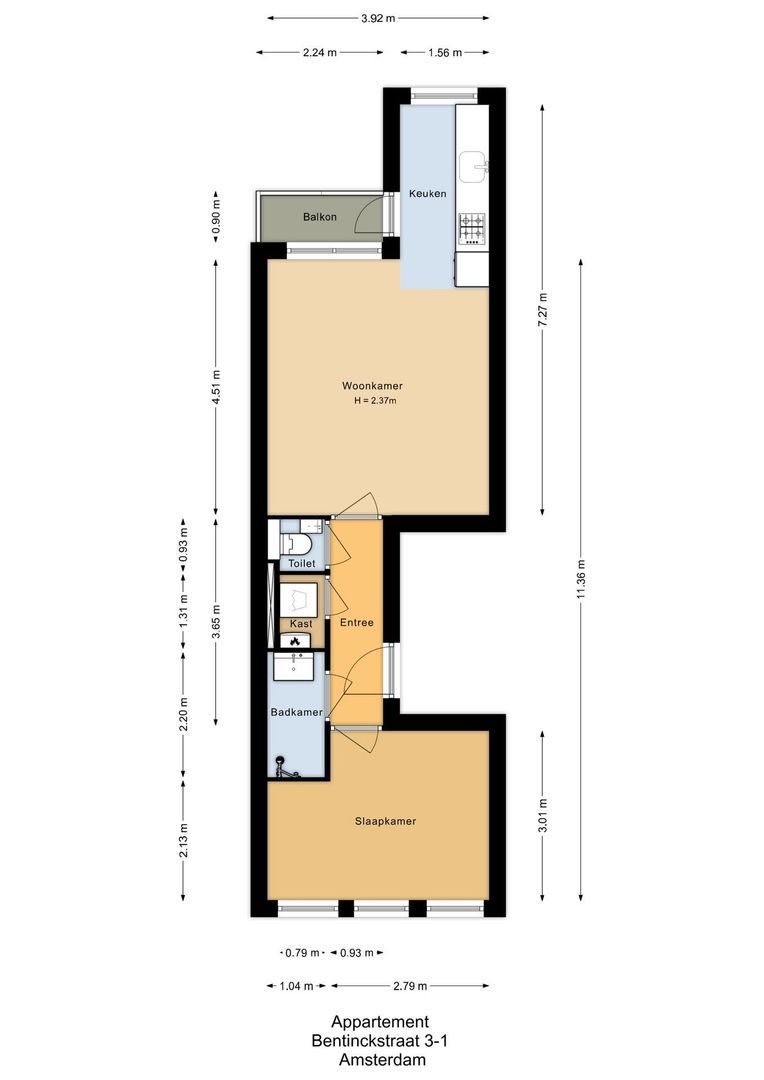 Bentinckstraat 3 1, Amsterdam plattegrond-0