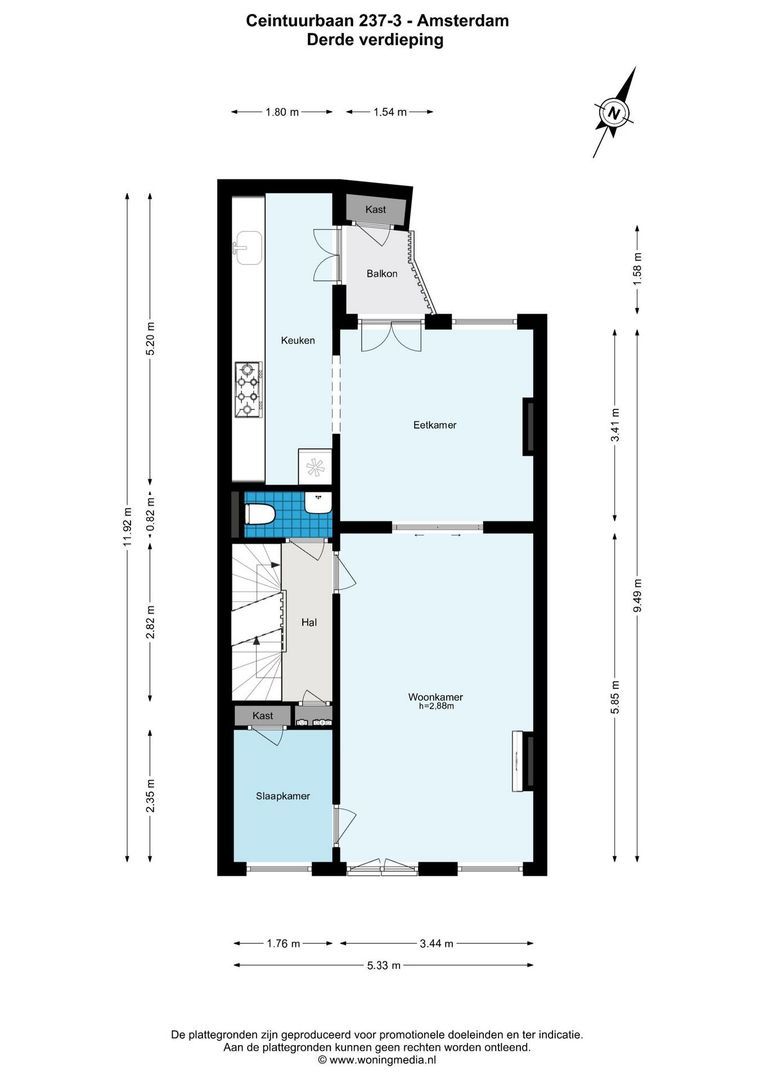 Ceintuurbaan 237 3, Amsterdam plattegrond-1