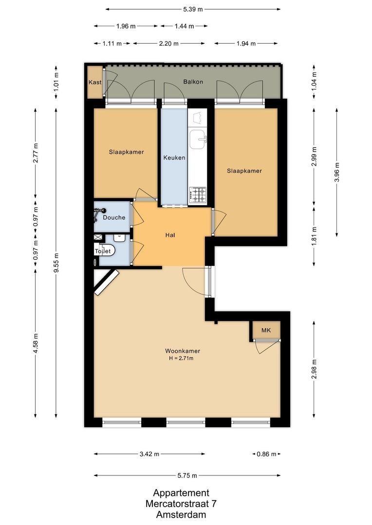 Mercatorstraat 7 1, Amsterdam plattegrond-0