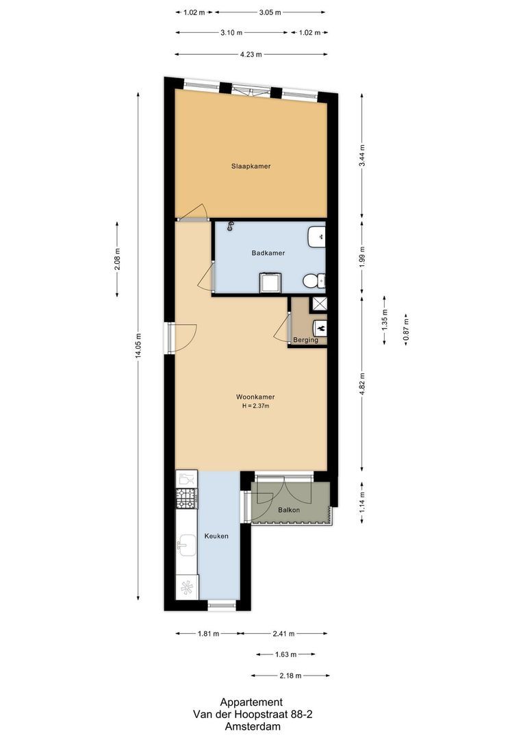 Van der Hoopstraat 88 2, Amsterdam plattegrond-0