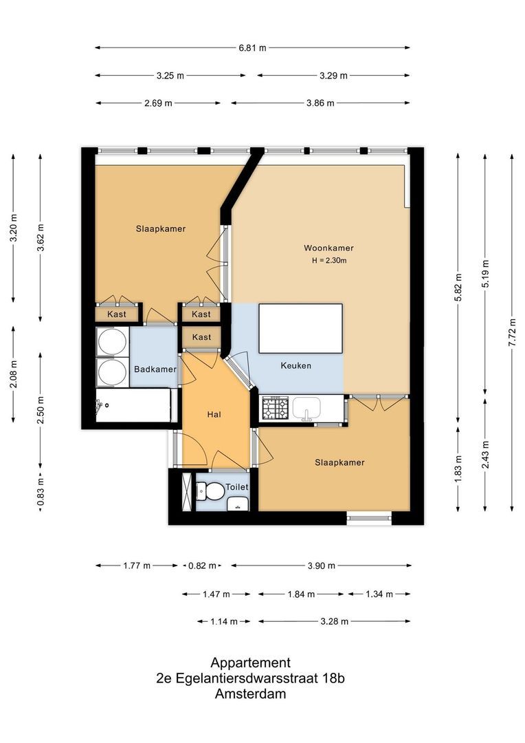 Tweede Egelantiersdwarsstraat 18 B, Amsterdam plattegrond-0