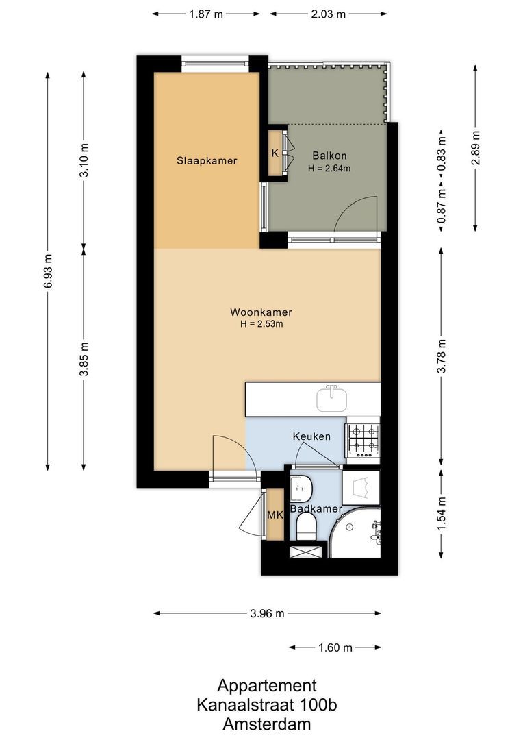 Kanaalstraat 100 B, Amsterdam plattegrond-0
