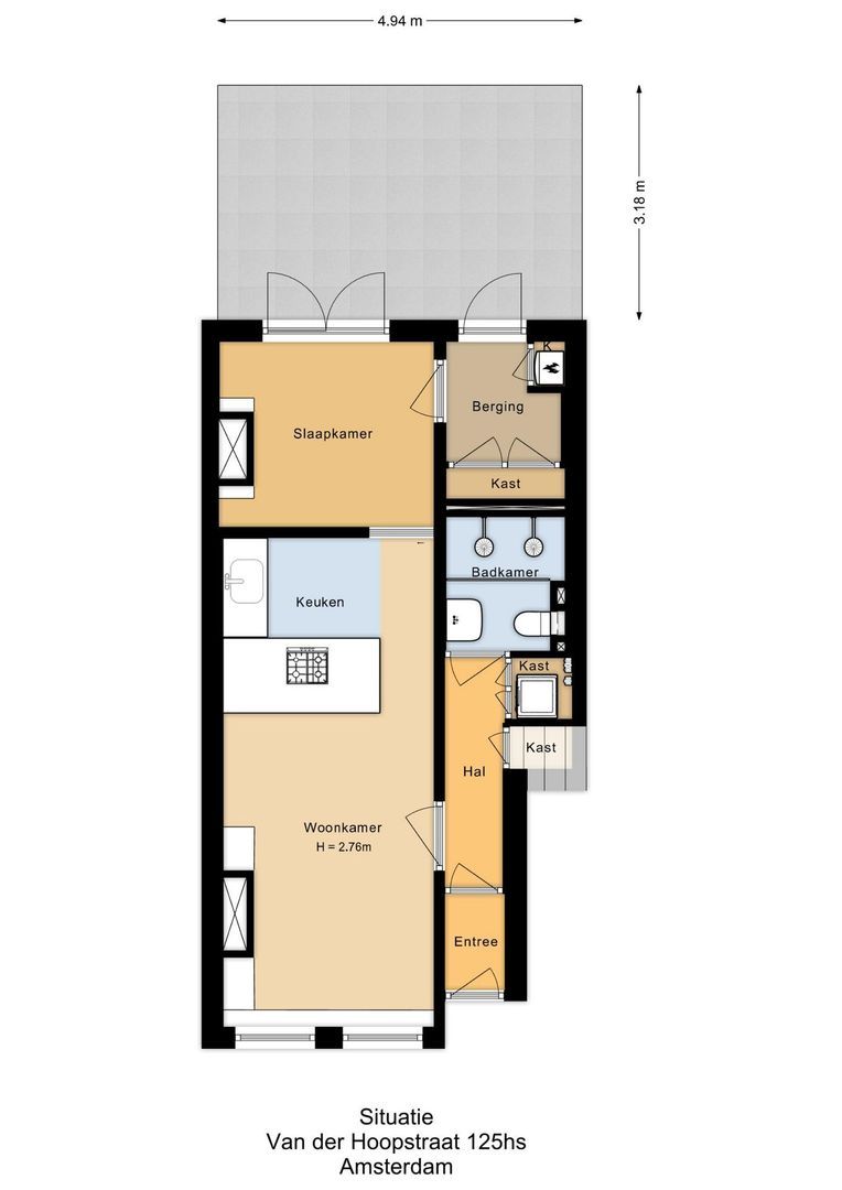 Van der Hoopstraat 125 H, Amsterdam plattegrond-1