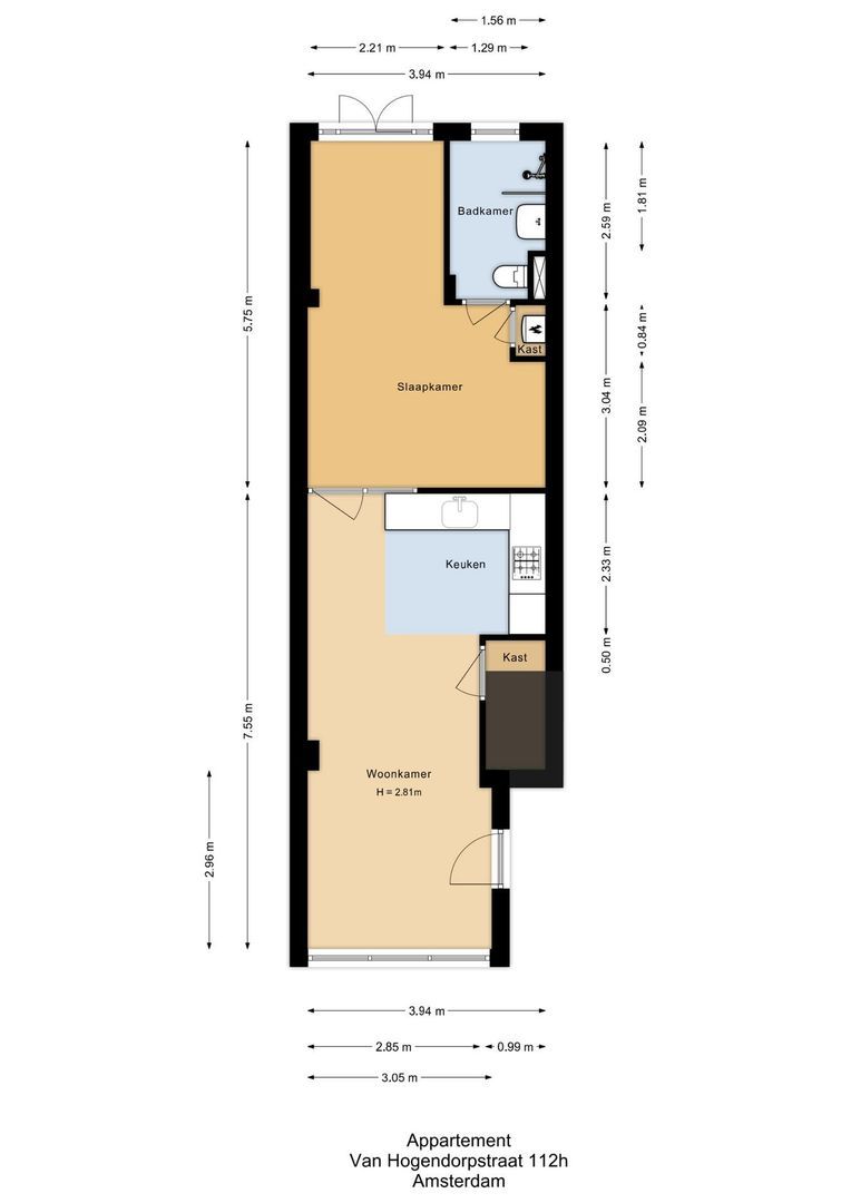 Van Hogendorpstraat 112 H, Amsterdam plattegrond-0