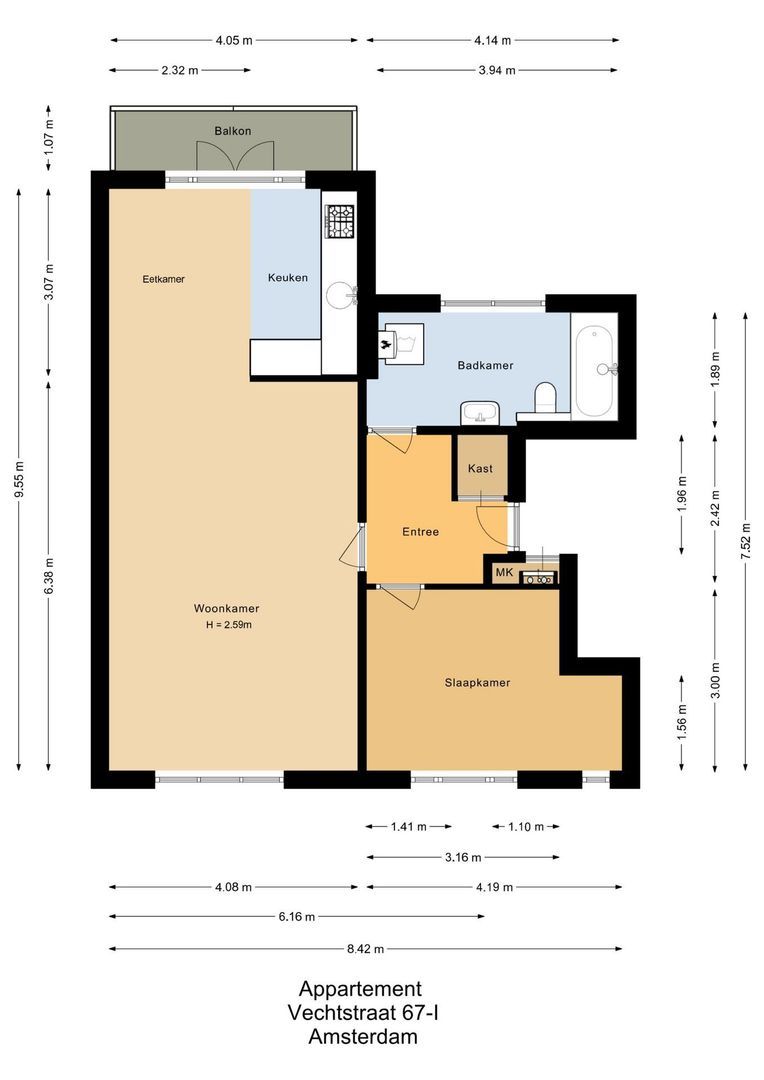 Vechtstraat 67 1, Amsterdam plattegrond-0