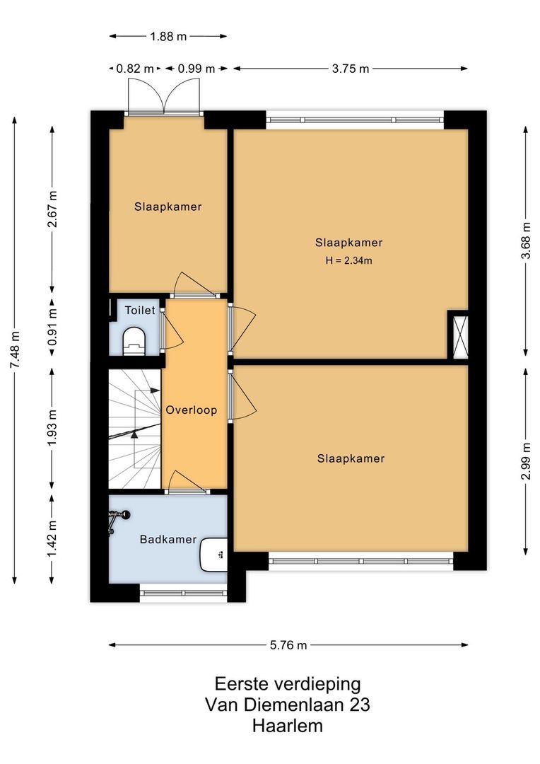 Van Diemenlaan 23, Haarlem plattegrond-2