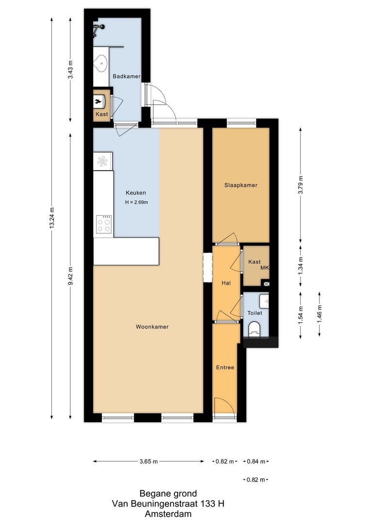 Van Beuningenstraat 133 H, Amsterdam plattegrond-1