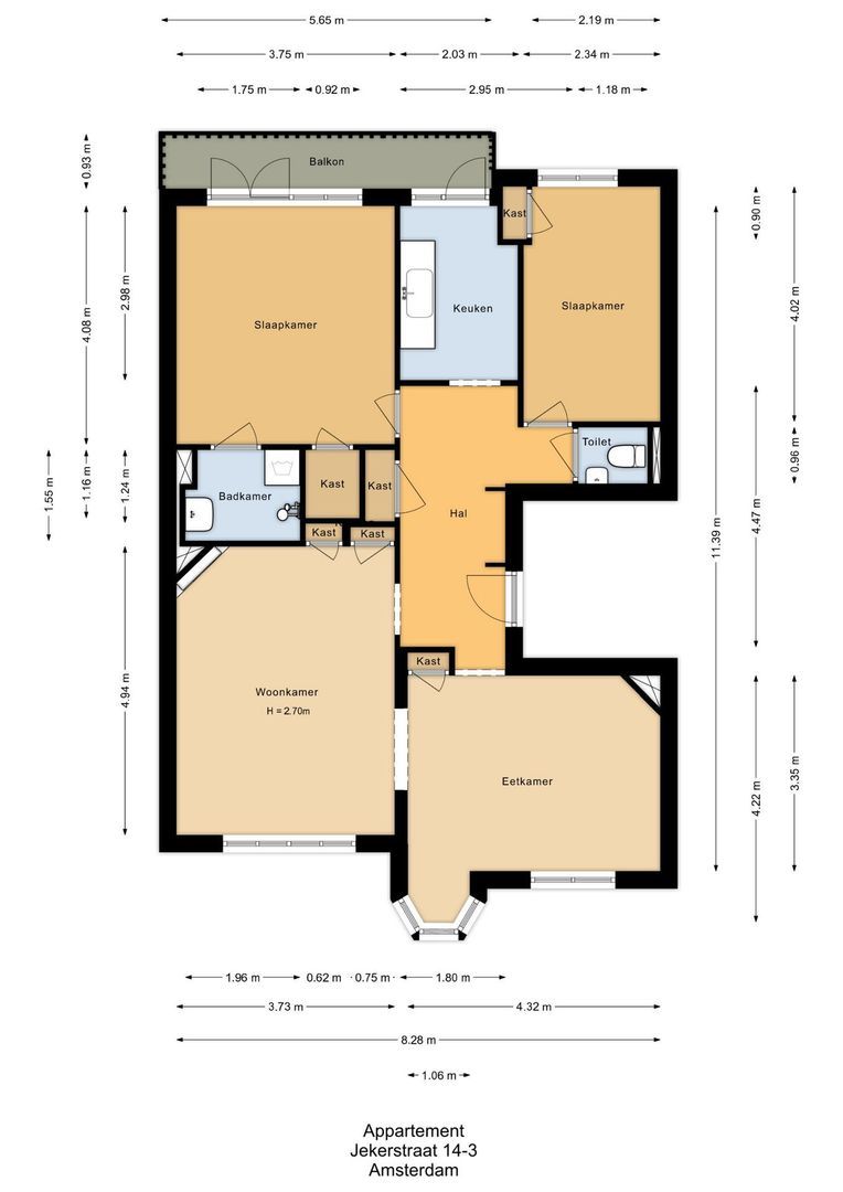 Jekerstraat 14 3, Amsterdam plattegrond-0