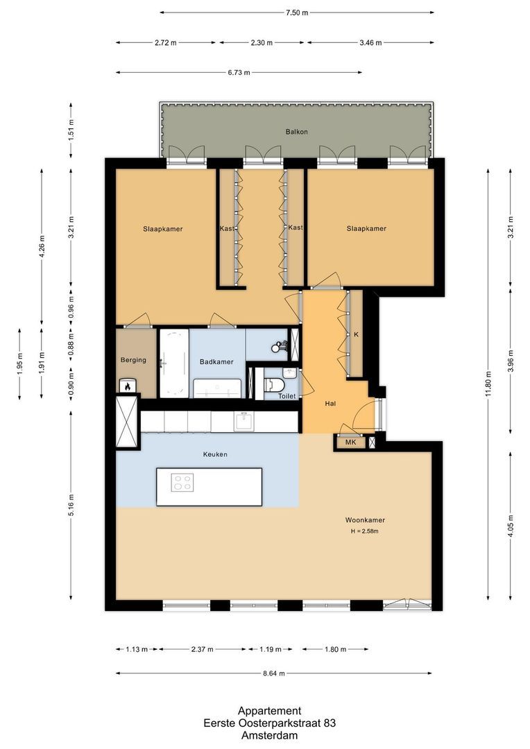 Eerste Oosterparkstraat 83, Amsterdam plattegrond-0