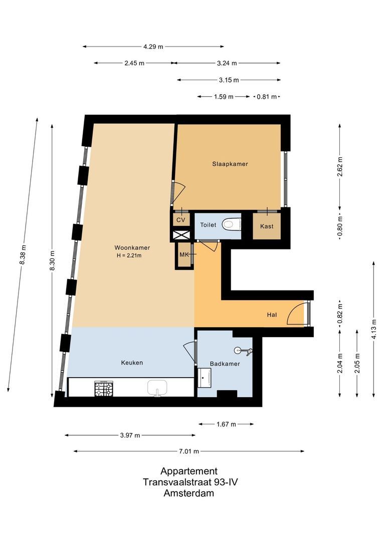 Transvaalstraat 93 A 4, Amsterdam plattegrond-0