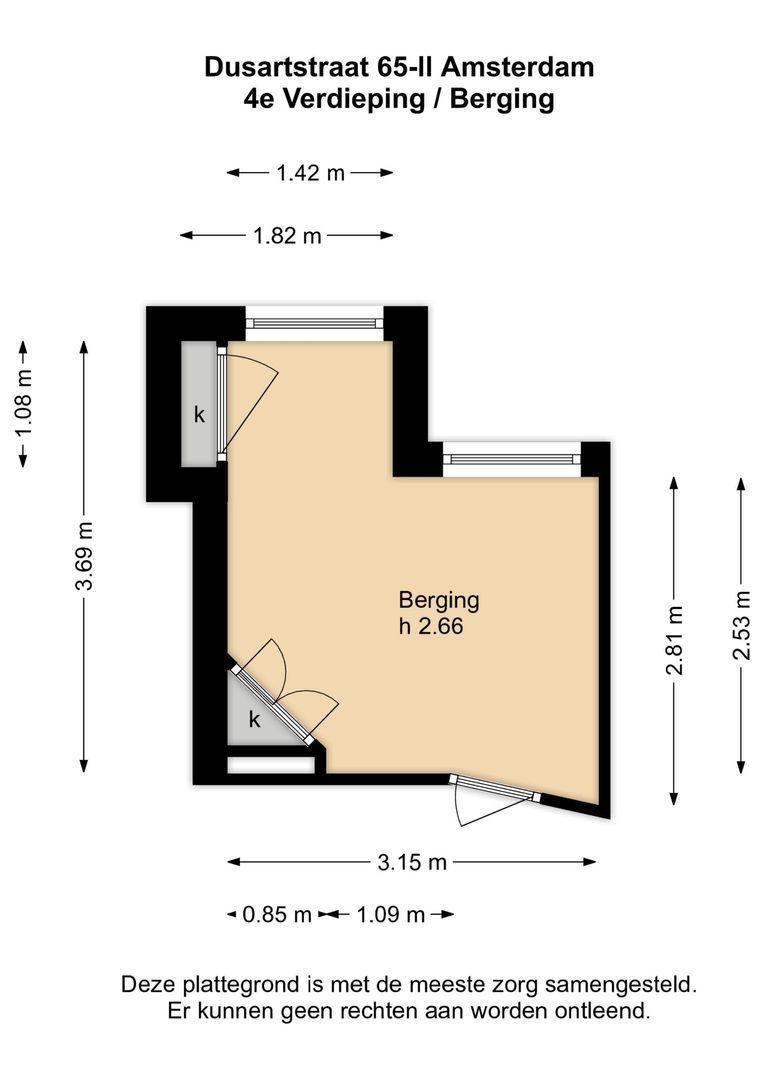 Dusartstraat 65 2, Amsterdam plattegrond-1