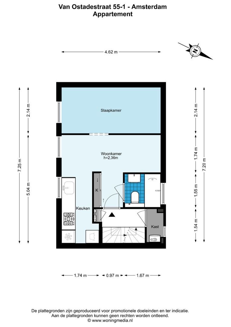 Van Ostadestraat 55 1, Amsterdam plattegrond-0