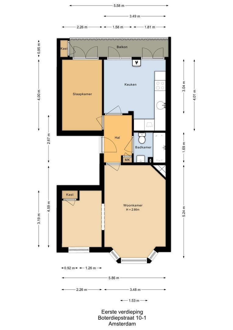 Boterdiepstraat 10 1, Amsterdam plattegrond-1