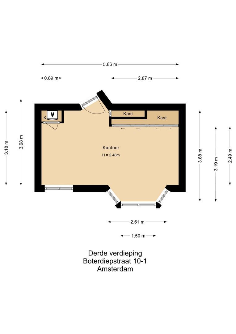 Boterdiepstraat 10 1, Amsterdam plattegrond-0
