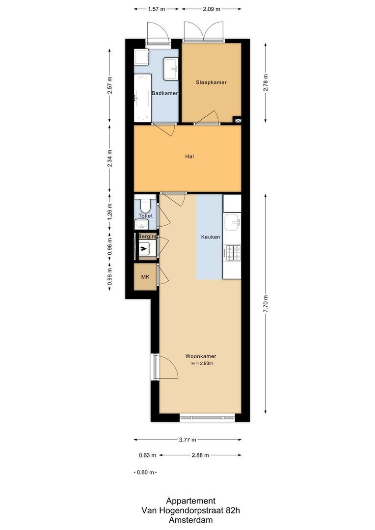 Van Hogendorpstraat 82 H, Amsterdam plattegrond-0