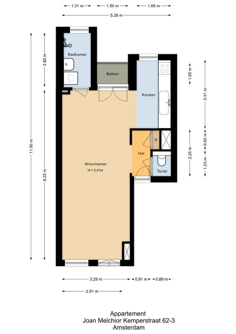 Joan Melchior Kemperstraat 62 3, Amsterdam plattegrond-0