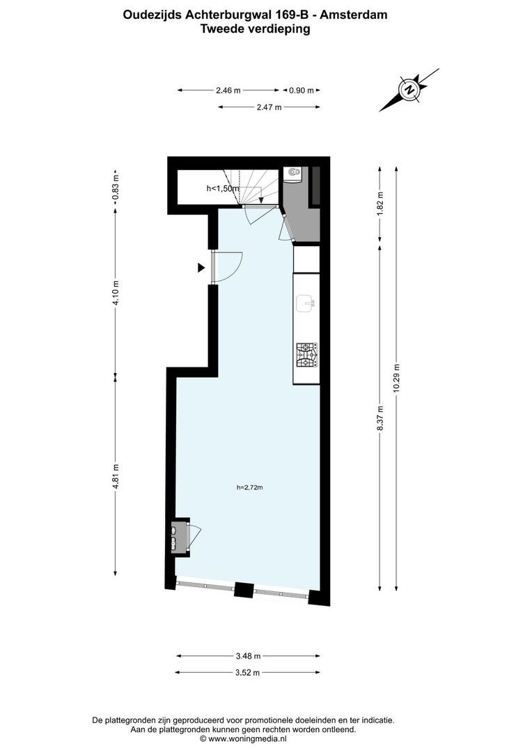 Oudezijds Achterburgwal 169 B, Amsterdam plattegrond-1