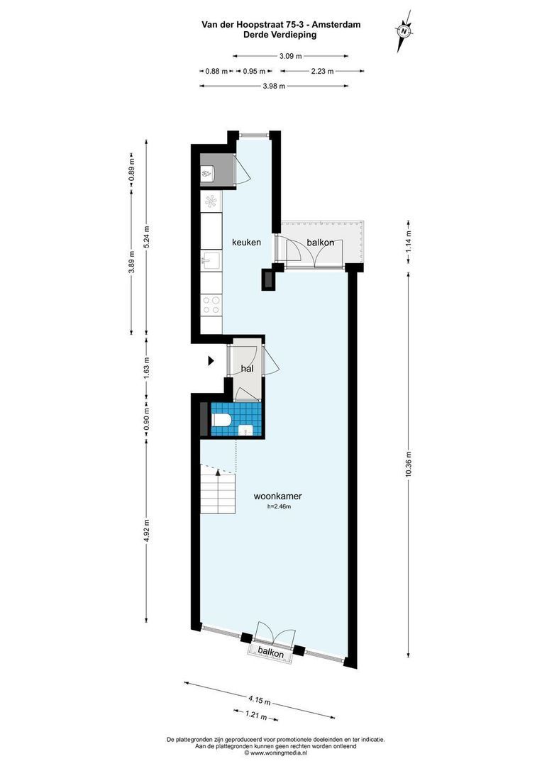 Van der Hoopstraat 75 3, Amsterdam plattegrond-0
