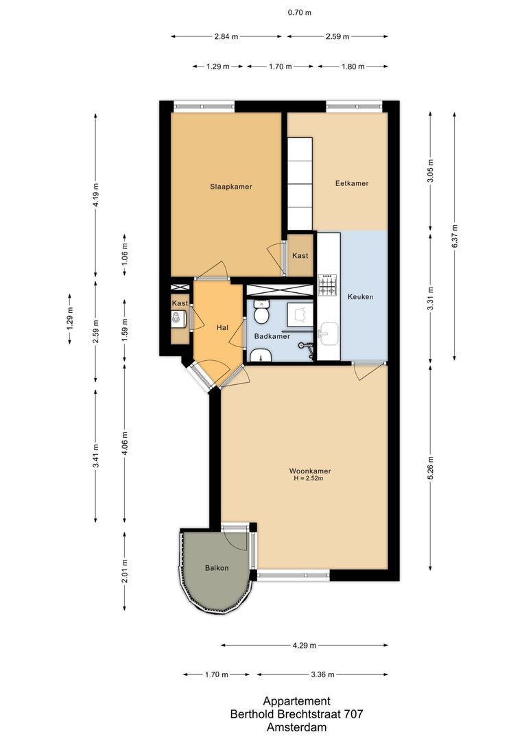 Berthold Brechtstraat 707, Amsterdam plattegrond-0