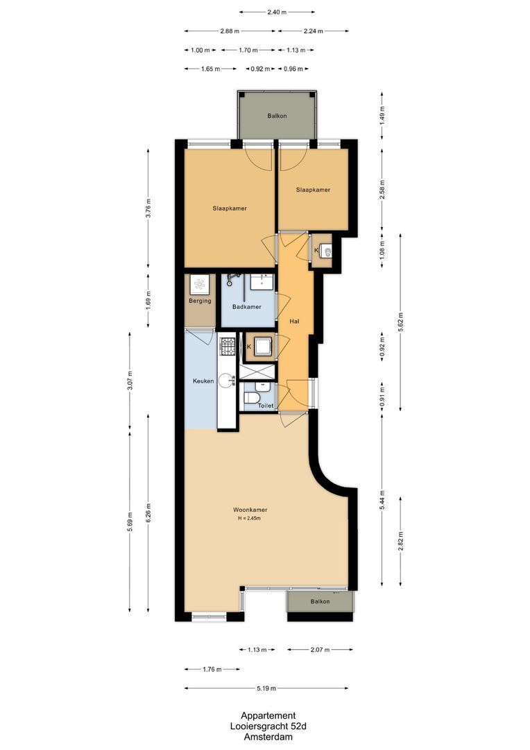 Looiersgracht 52 D, Amsterdam plattegrond-0