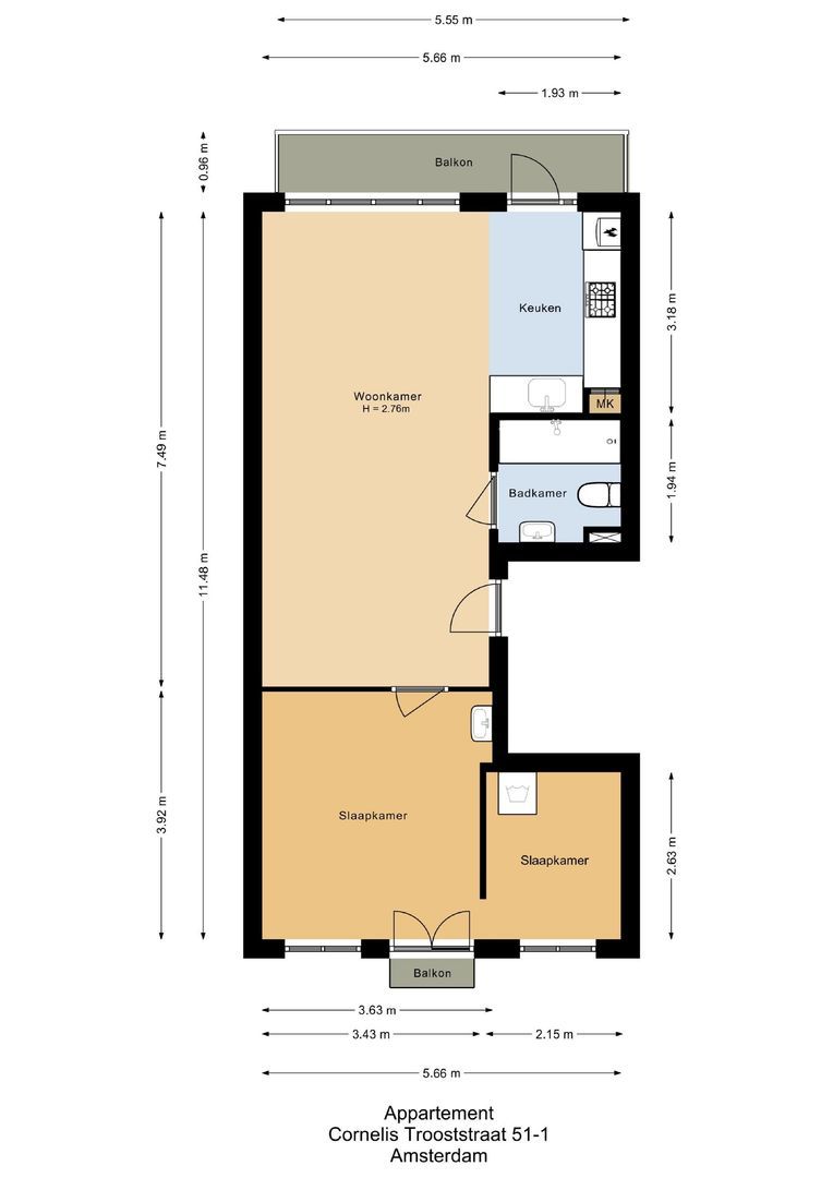 Cornelis Trooststraat 51 1, Amsterdam plattegrond-0