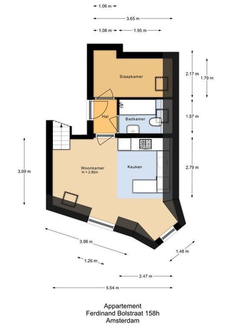Ferdinand Bolstraat 158 H, Amsterdam plattegrond-0
