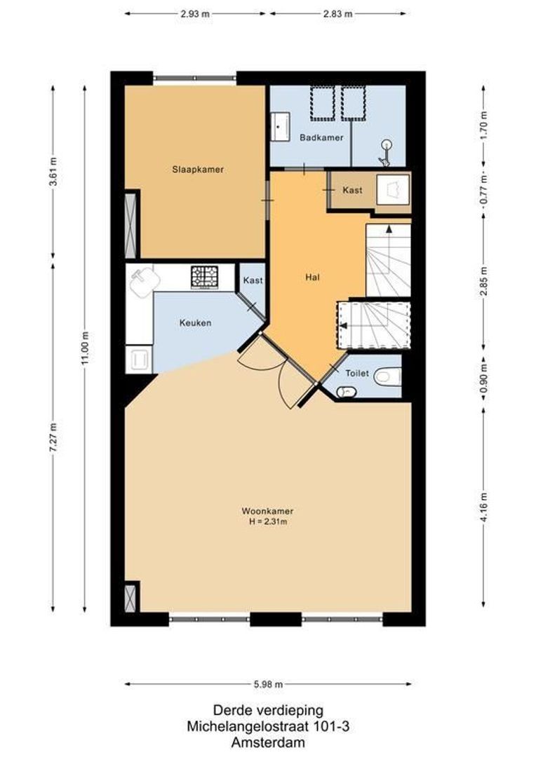 Michelangelostraat 101 3, Amsterdam plattegrond-0