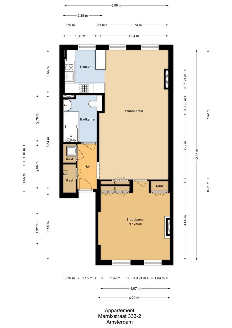 Marnixstraat 333 2, Amsterdam plattegrond-0