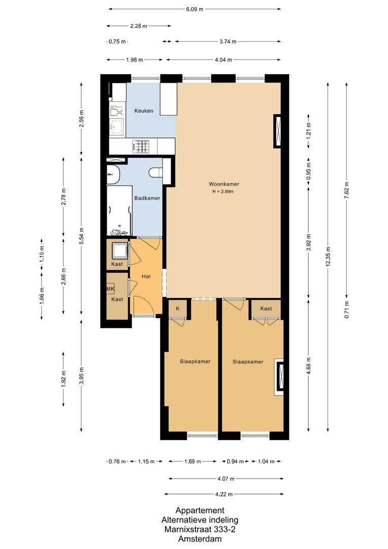 Marnixstraat 333 2, Amsterdam plattegrond-2
