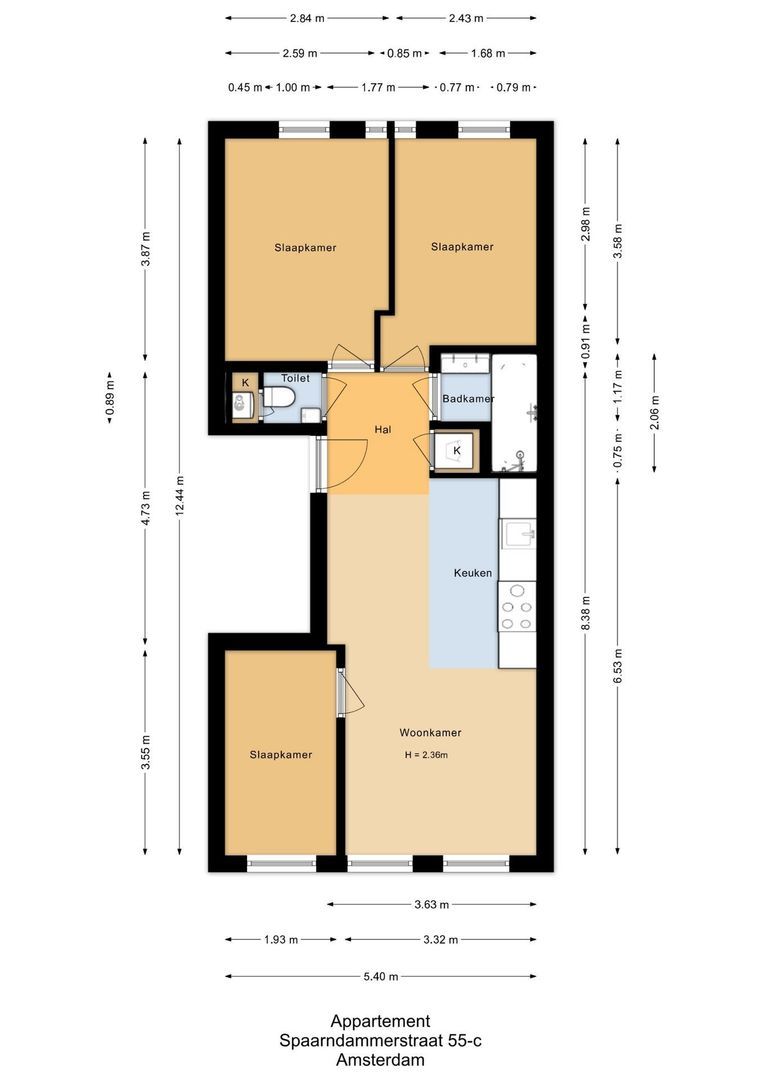 Spaarndammerstraat 55 3, Amsterdam plattegrond-0