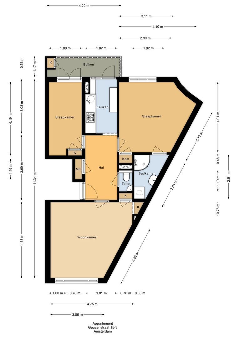 Geuzenstraat 15 3, Amsterdam plattegrond-0