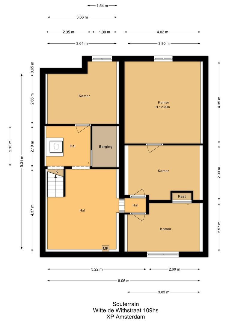 Witte de Withstraat 109 H, Amsterdam plattegrond-2