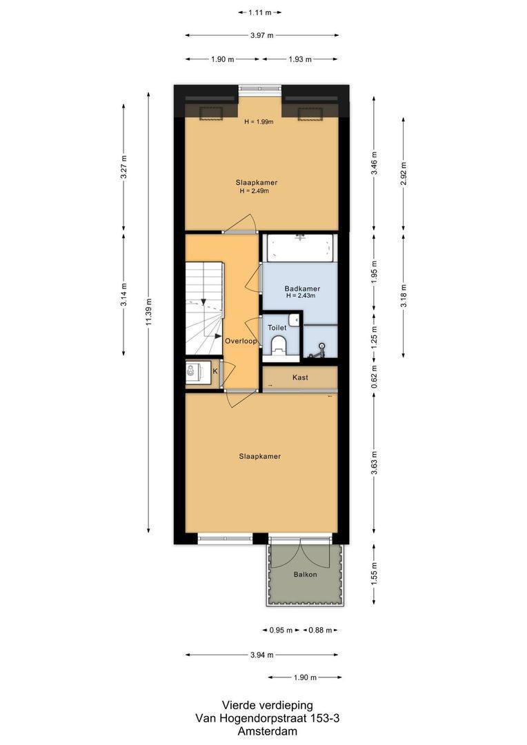 Van Hogendorpstraat 153 3, Amsterdam plattegrond-2