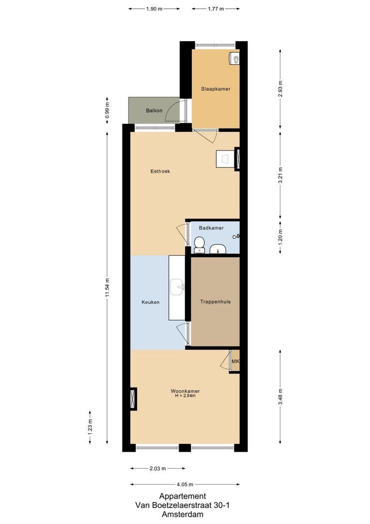 Van Boetzelaerstraat 30 1, Amsterdam plattegrond-0